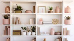 Pink Boho Chic Home Office Shelving