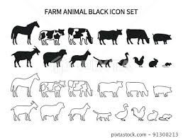 Farm Animal Icon Set Stock