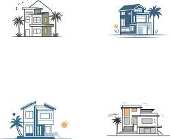 Simple Beach House Icon Cityscape