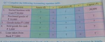 Following Accounting Equation Table