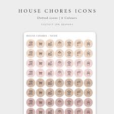 House Chores Icons Stickers Clear Matte