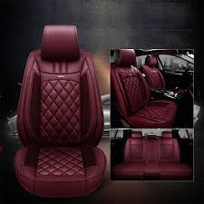 Wine Red Leather Car Seat Covers