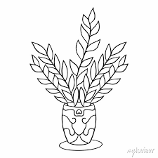 Doodle Houseplant With Leaves In Pot