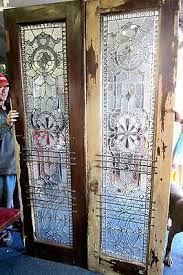 Antique Stained Glass French Doors With