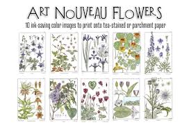 Art Nouveau Flowers Ink Saving Images