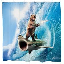 Funny Shower Curtain Shark Shower