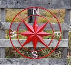 Red Compass Rose Large Metal Wall Art