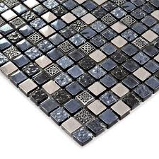 Black Glass Tile Silver Glass Mosaic