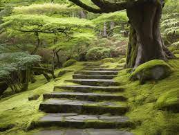 Japanese Garden With Moss On The Ground