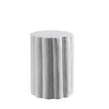 White Round Stone Outdoor Accent Table