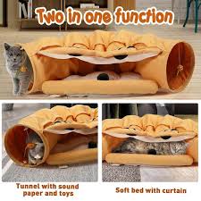 Coziwow Collapsible Medium Cat Tunnel With Cat Toy Bed