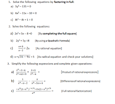 Solved 1 Solve The Following Equations