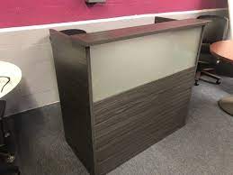 Wave Gray 48 By 24 Glass Reception Desk