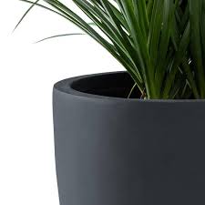 Kante 9 In H Concrete And Fiberglass Round Bowl Planter Outdoor Indoor Large Planters Pots With Drainage Hole Charcoal