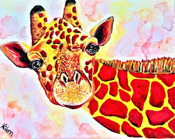 Giraffe Painting Colorful Giraffe Art