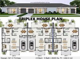 6 Bed 3 Bath Triplex House Plans