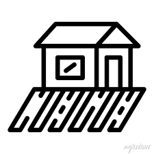 Icon Outline Farm House Vector Icon
