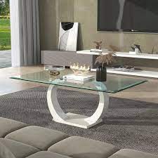 White Rectangle Glass Coffee Table