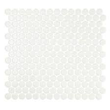 Daltile Re Satin White 10 In X 11 In Glazed Ceramic Penny Round Mosaic Wall Tile 8 3 Sq Ft Case