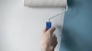 Roller Painting Blue Wall With White