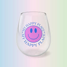 Smiley Face Stemless Wine Glass