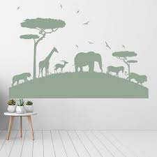 Safari Animals Elephant Giraffe Wall