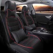 Black 5 Seat Car Covers Pu Leather