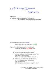 Solving Quadratics Using A Graphing