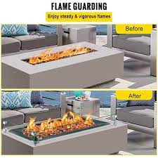 Vevor Clear Fire Pit Rectangular Tempered Glass Wind Guard 0 3 Thick Fire Steady Feet Tree Pit Guard For Propane Gas Outdoor 29 13 6in