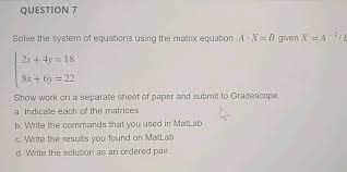 Equations Using The Matrix Equation