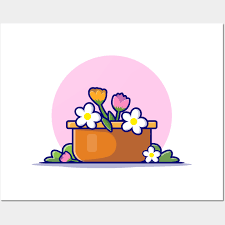 Flower Bucket Cartoon Vector Icon
