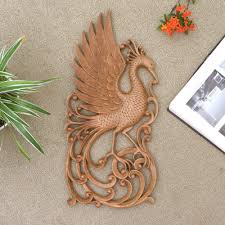 Wood Wall Art Relief Panel Of Peacock