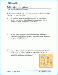 Multiplication Word Problems For Grade