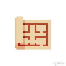 Treasure Map On Parchment Scroll Pixel