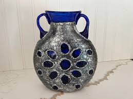 Cobalt Blue Glass With Silver Overlay
