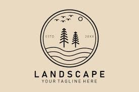 Landscape Line Art Logo Icon And