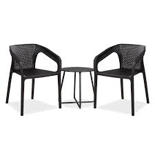 Garden Furniture Set 3 Piece Black