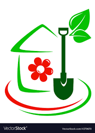 Green Garden Icon With House Flower And
