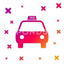 Color Taxi Car Icon Isolated On White