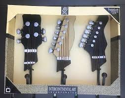 Set Of 3 Guitar Wall Hooks Decorative