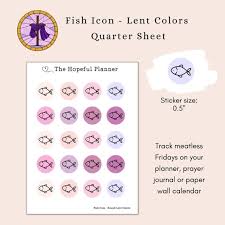 Lent Fish Icon Sticker Sheet Ash