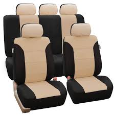 Fh Group Polyester 47 In X 23 In X 1 In Classic Khaki Full Set Car Seat Covers Dmfb065beige115