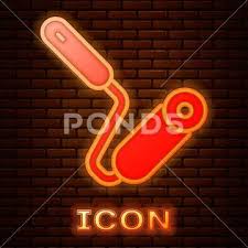 Glowing Neon Paint Roller Brush Icon