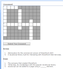 create a crossword puzzle in sharepoint