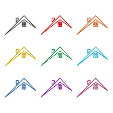 Simple House Roof Icon Color Set