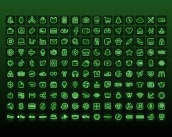Green Neon App Icons Bundle Neon