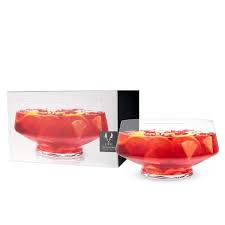 Viski Footed Glass Punch Bowl Heavy