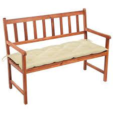 Wood Outdoor Bench With Cream Cushion H