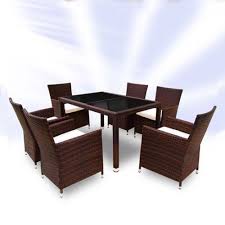 Rattan Dining Table And 6 Chairs Set