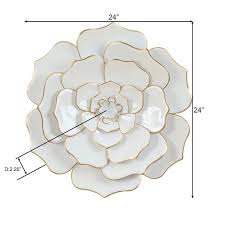 Dia Metal White Flower Wall Art